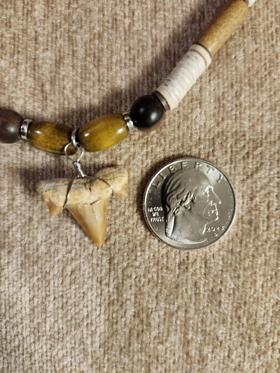 #6 Fossil Necklace Fimo wht / wood