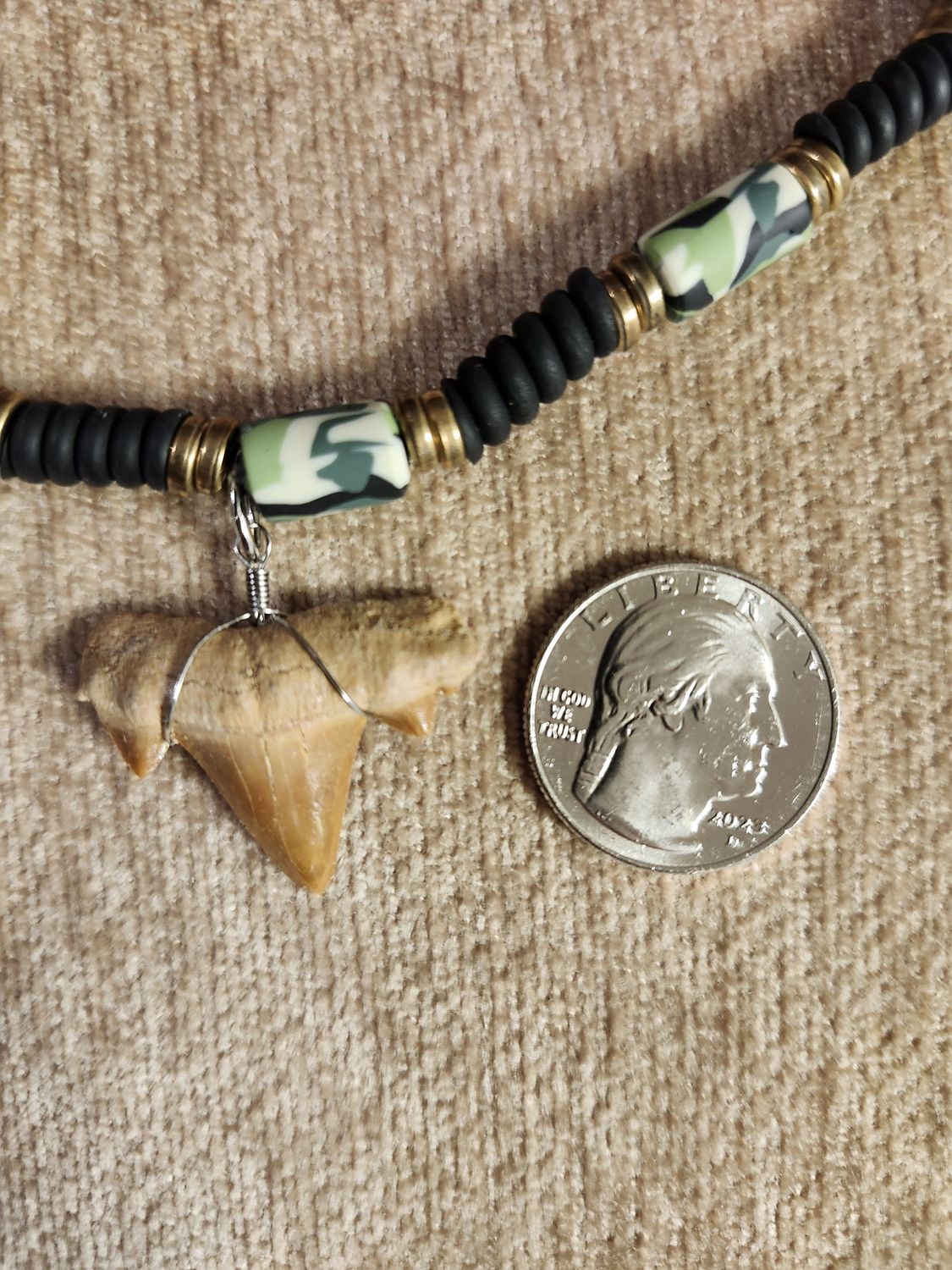 #5 Fossil Necklace Fimo Bk/ Wht Camo