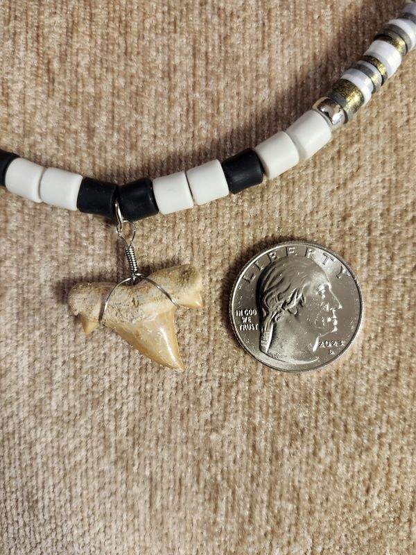 #3c Fossil Necklace Fimo Black and White