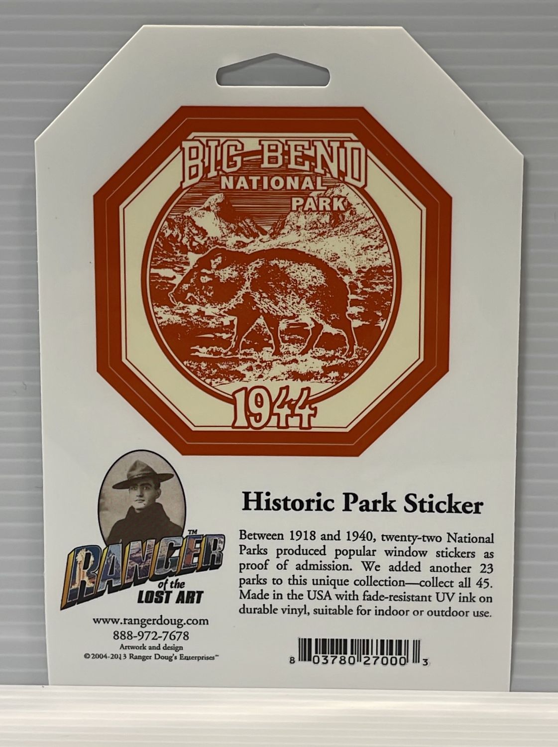 Big Bend Historic-style Windshield Sticker (Orange