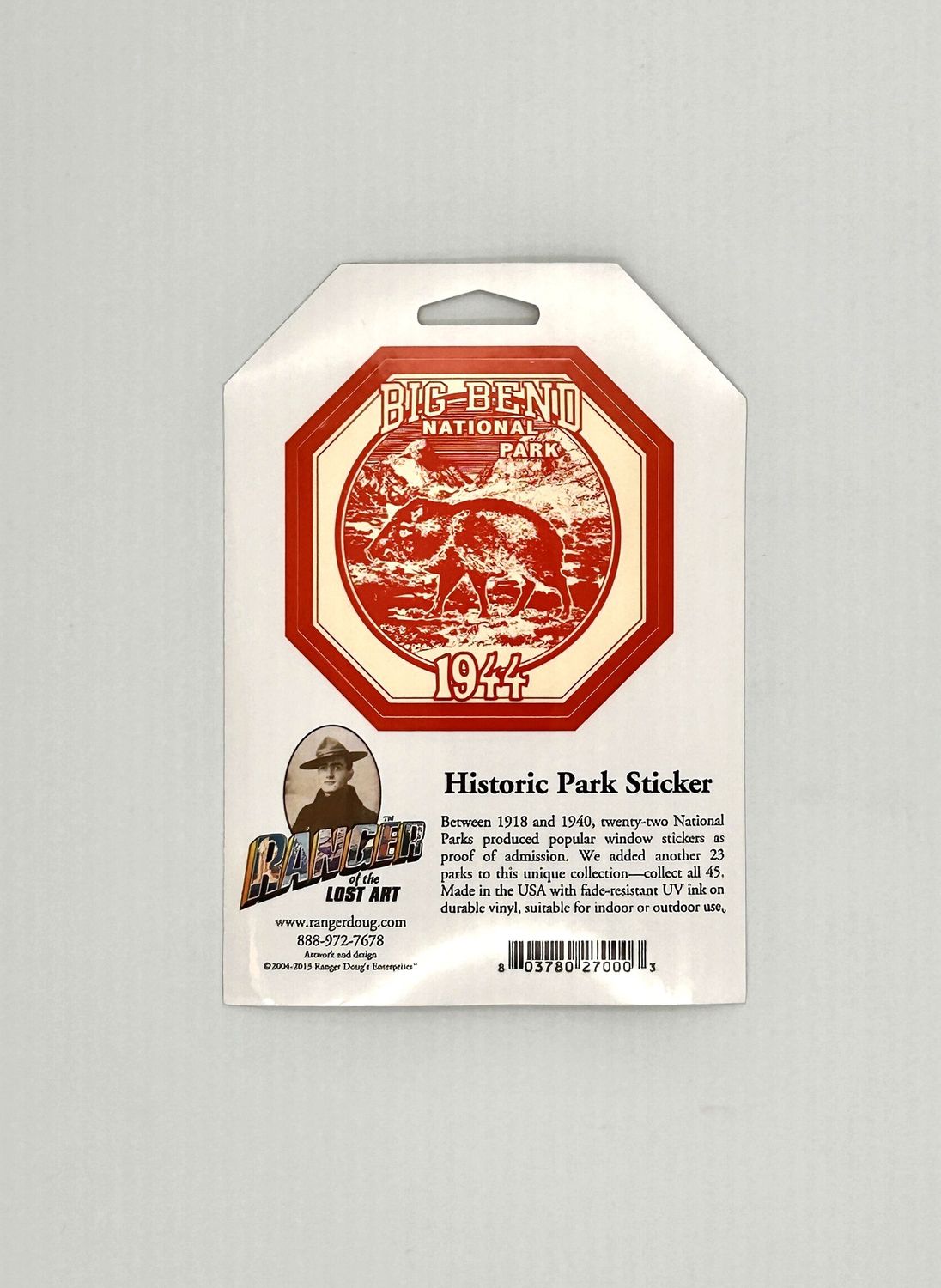 Big Bend Historic-style Windshield Sticker (Orange