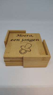 Set onderzetters "Hoera een jongen!"