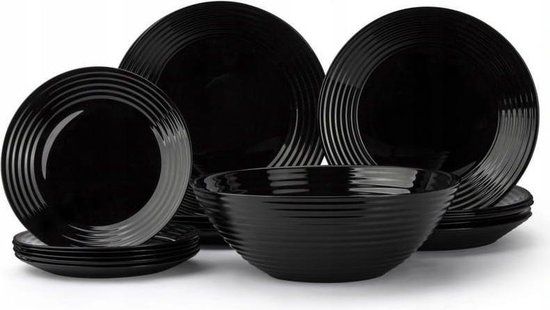Luminarc Harena serviesset  Zwart, 19-delig  6 persoons Artikel nummer 0883314607741