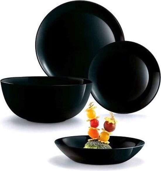 Luminarc Diwali Serviesset  19-delig  6 persoons  Zwart Artikel nummer 0883314723649