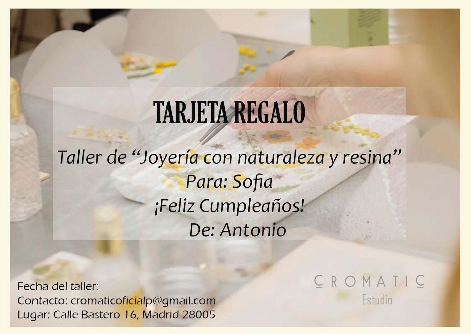 Tarjeta regalo: Taller de naturaleza y resina