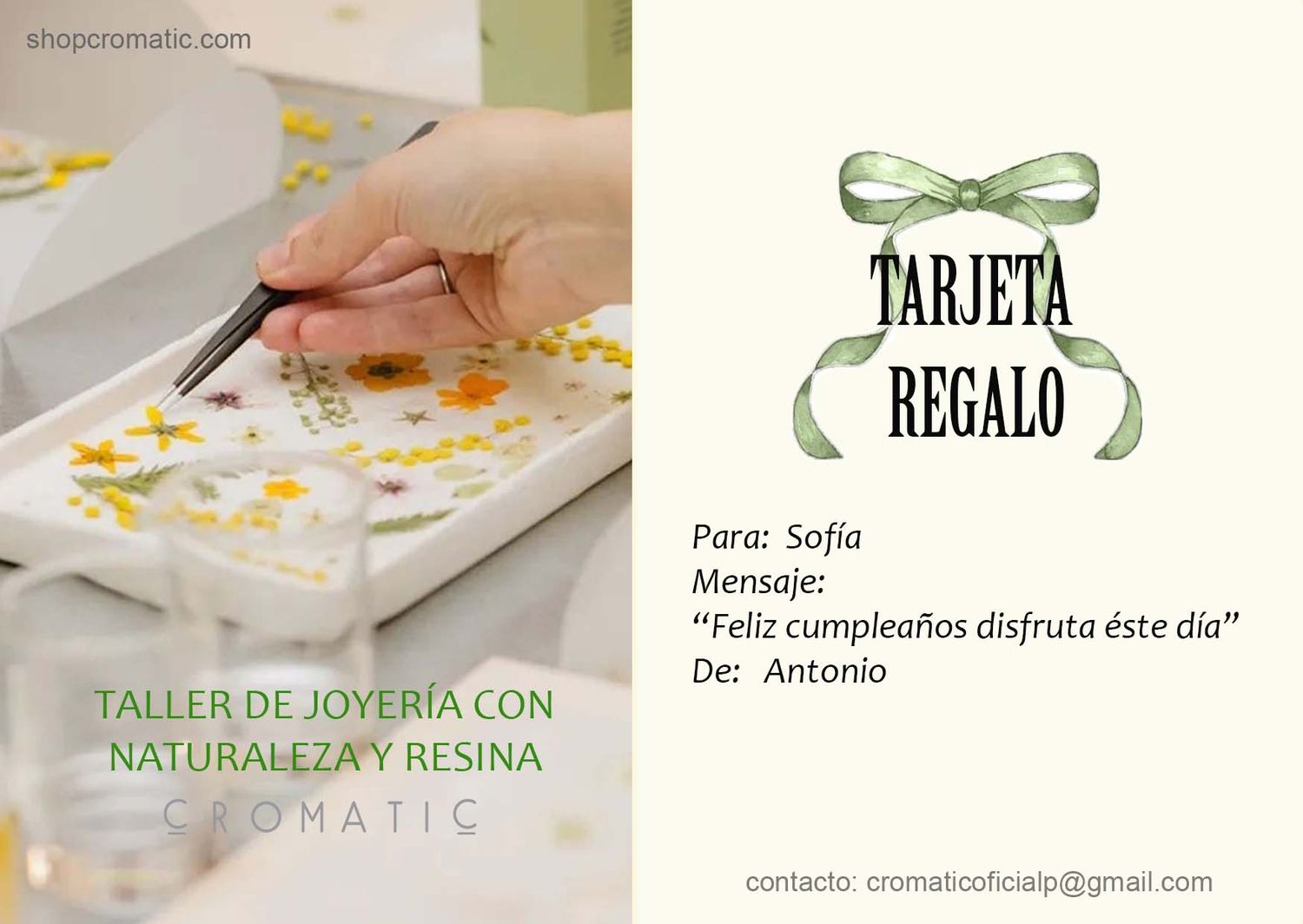 Tarjeta regalo: Taller de naturaleza y resina