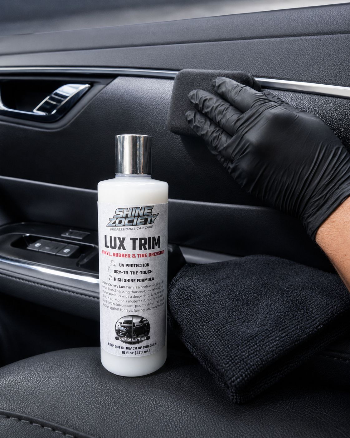 Shine Zociety LUX TRIM Vinyl, Rubber &amp; Tire Dressing (16 oz)
