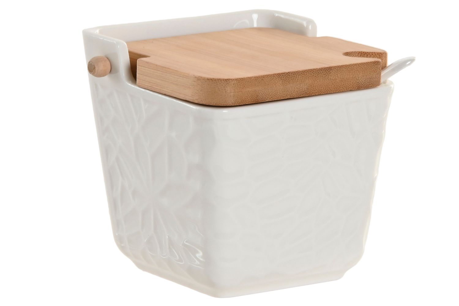 AZUCARERO PORCELANA BAMBU 10,5X9X9 RELIEVE BLANCO