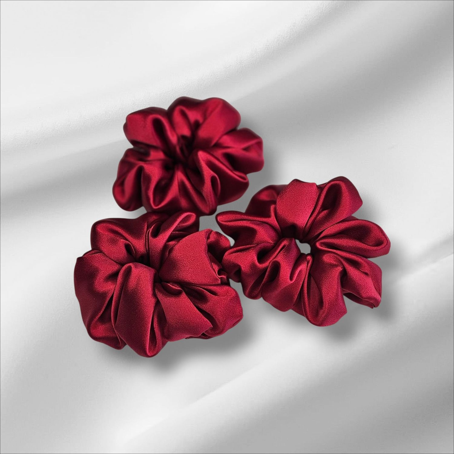 Jedwabna gumka scrunchie- Bordowa