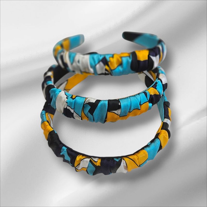 Opaska jedwabna - Niebieski we wzory