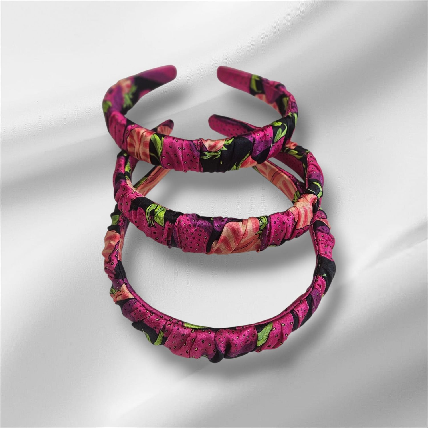 Opaska jedwabna -Truskawka wzór