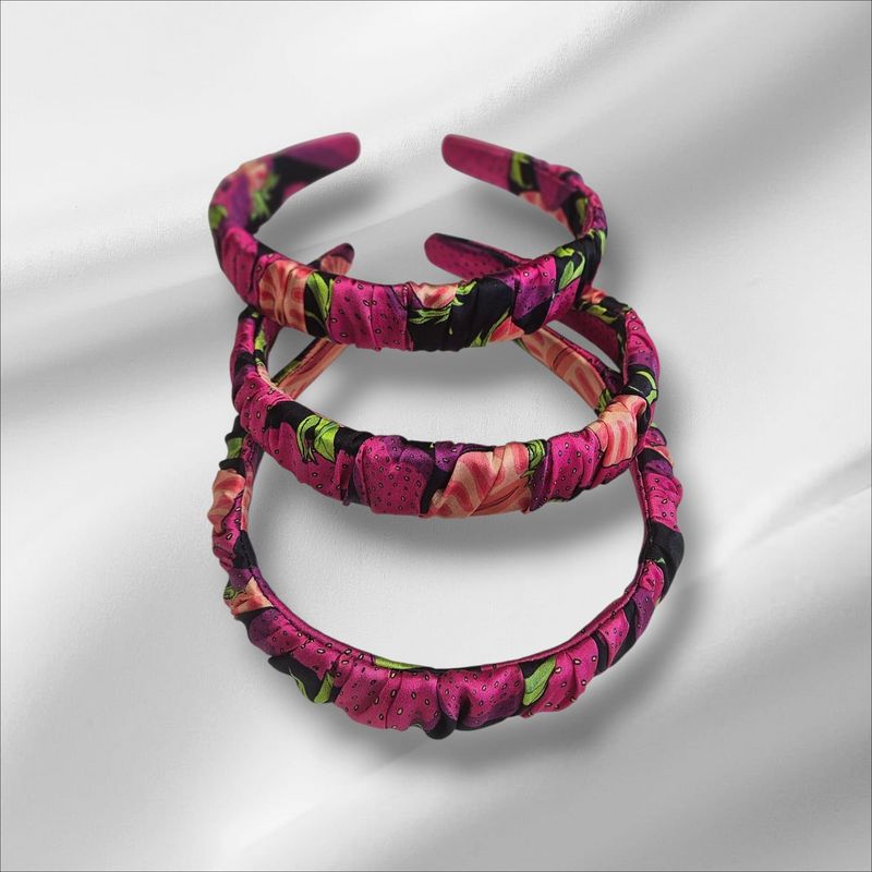 Opaska jedwabna -Truskawka wzór