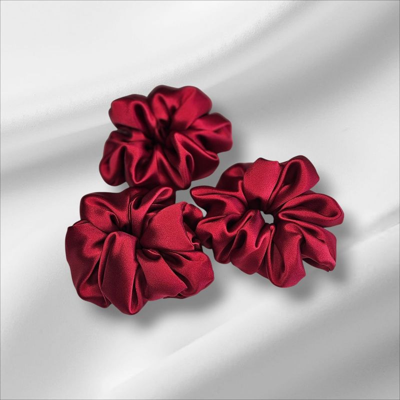 Jedwabna gumka scrunchie- Bordowa