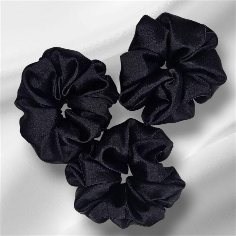 Jedwabna gumka scrunchie- Czarna