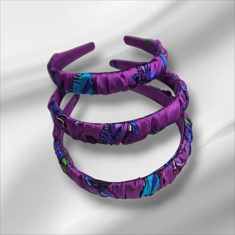 Opaska jedwabna -Śliwka we wzory