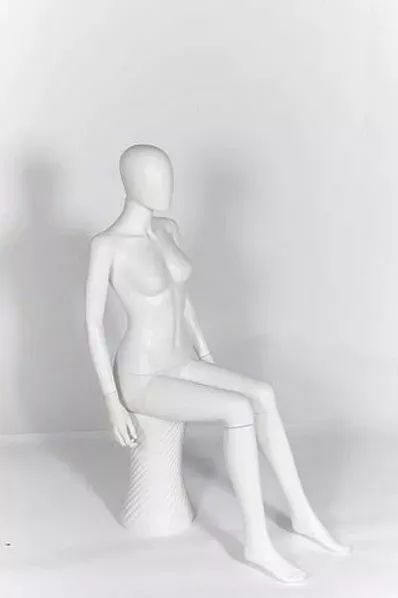 Seated Full Female Matt Egg Head Mannequin