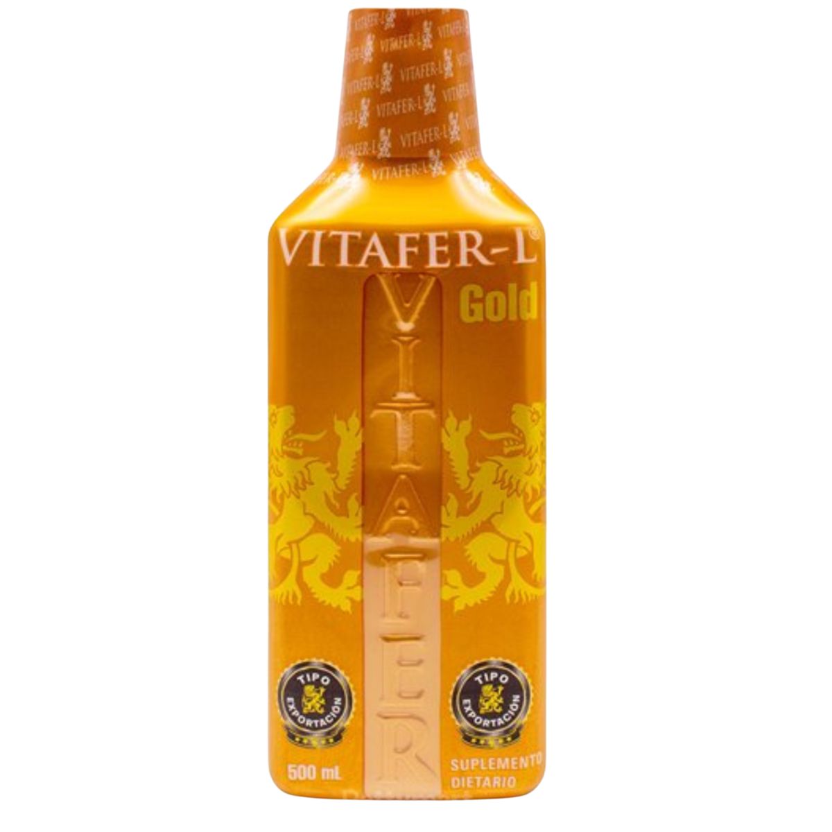 Vitafer-L Gold 500ml bottle – liquid daily energy formula in a gold-colored bottle