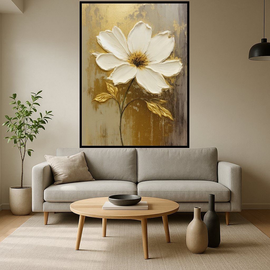 Obraz w złocie kwiat 3D