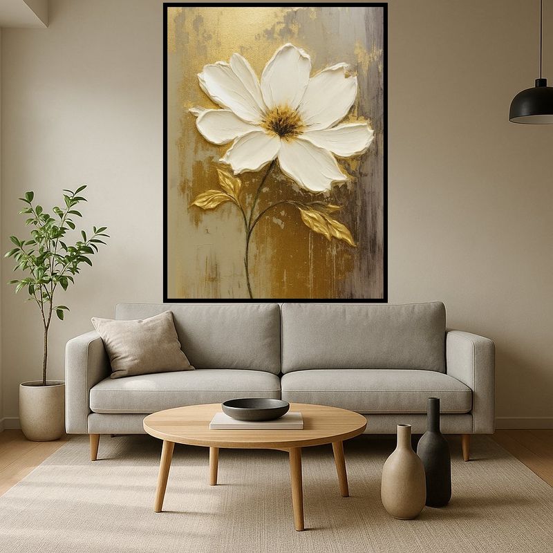 Obraz w złocie kwiat 3D