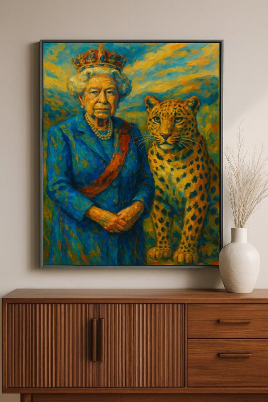 Królowa z lampartem 80 x60 cm