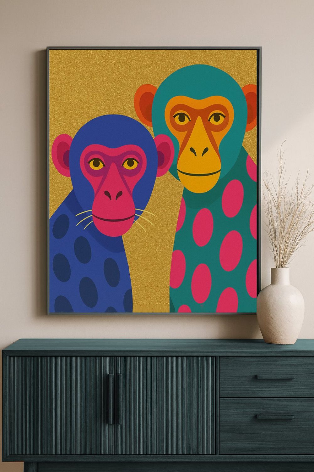 Kolorowe małpy obraz na płótnie 80 x60 cm