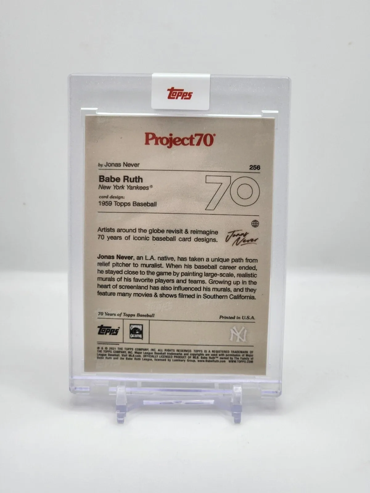 2021 TOPPS PROJECT 70 CARD #256 BABE RUTH - BY JONAS NEVER