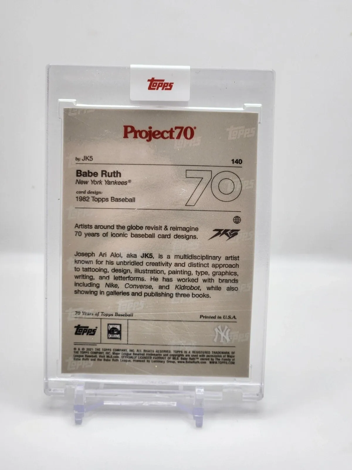 2021 Topps Project70 Card #140 - Babe Ruth - JK5 - New York Yankees