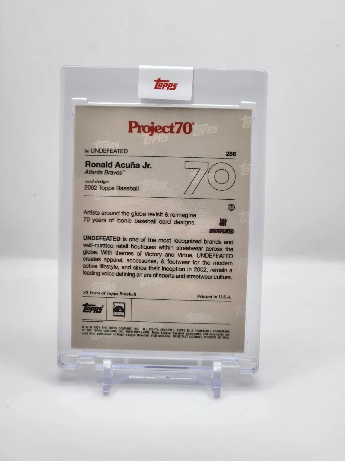 Topps Project70 Card 286 - 2002 Ronald Acuna Jr. by UNDEFEATED Project 70 Braves