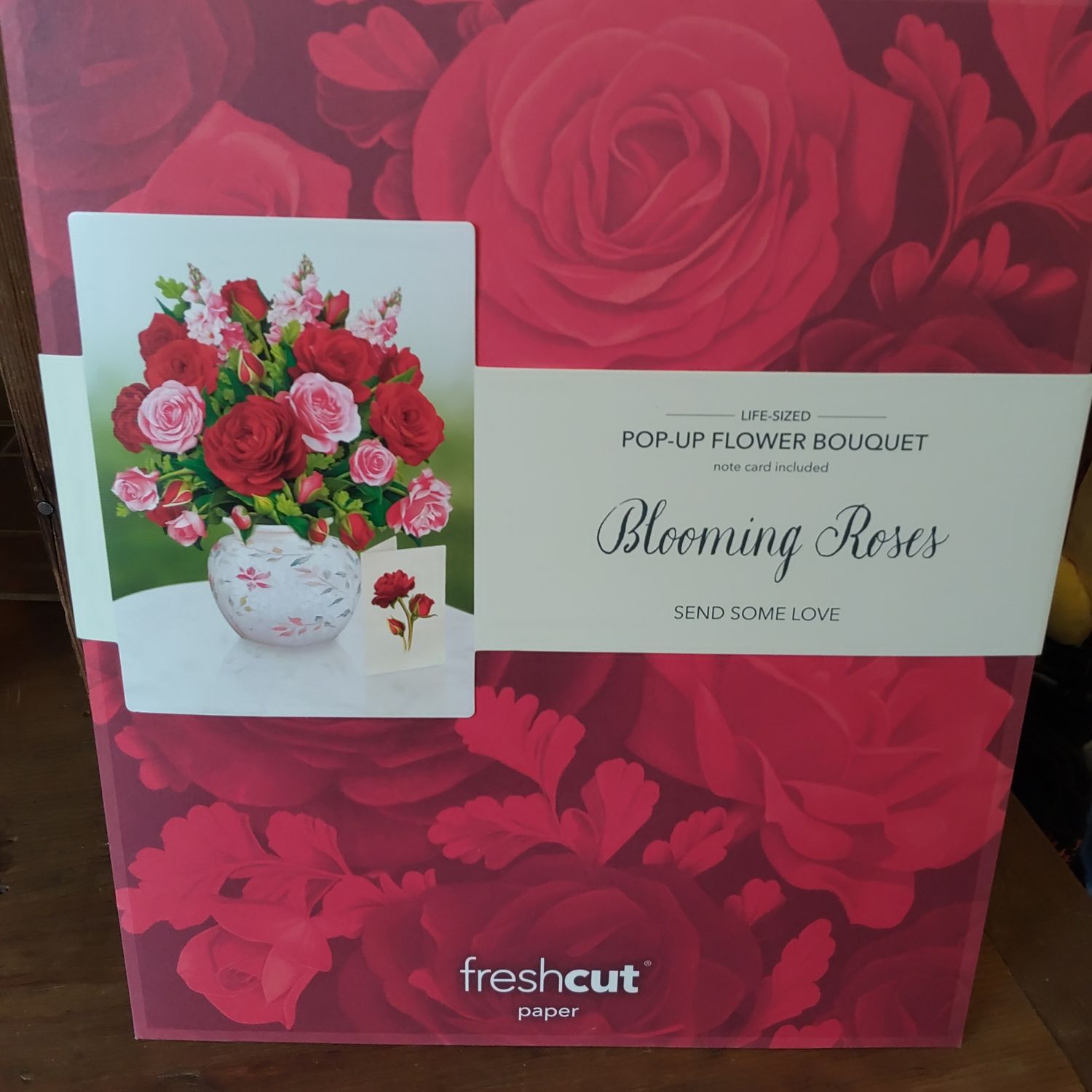Freshcut Paper Pop Up Cards, Blooming Roses, 12 Inch Life Sized Forever Flower Bouquet 3D Popup Greeting Cards, Valentine's Day Cards, Anniversary Card