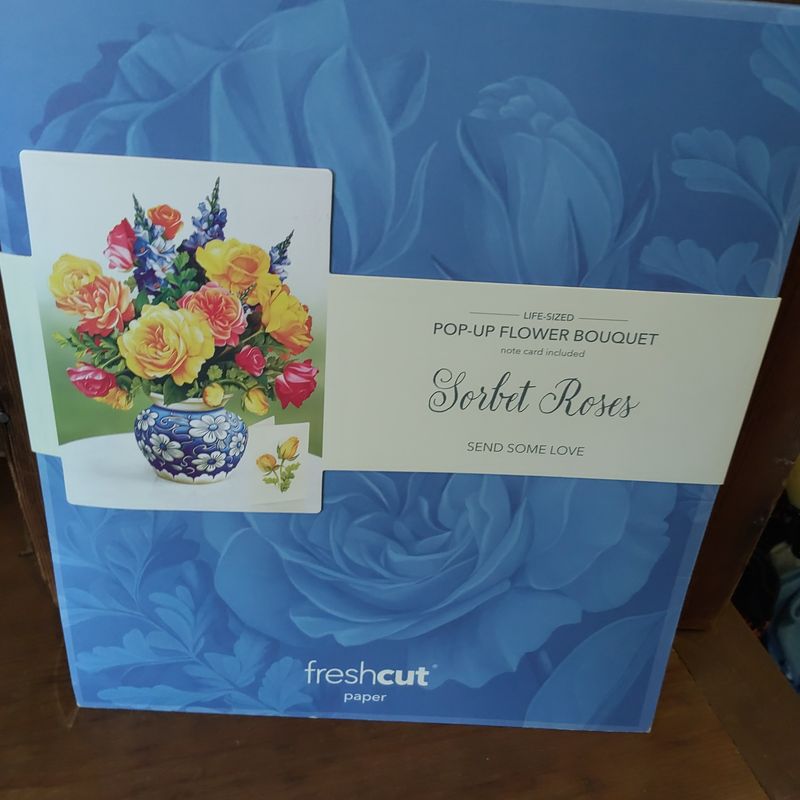 Freshcut Paper Pop Up Cards, Sorbet Roses, Life Sized Forever Flower Bouquet 3D Popup Greeting Cards, Birthday Gifts