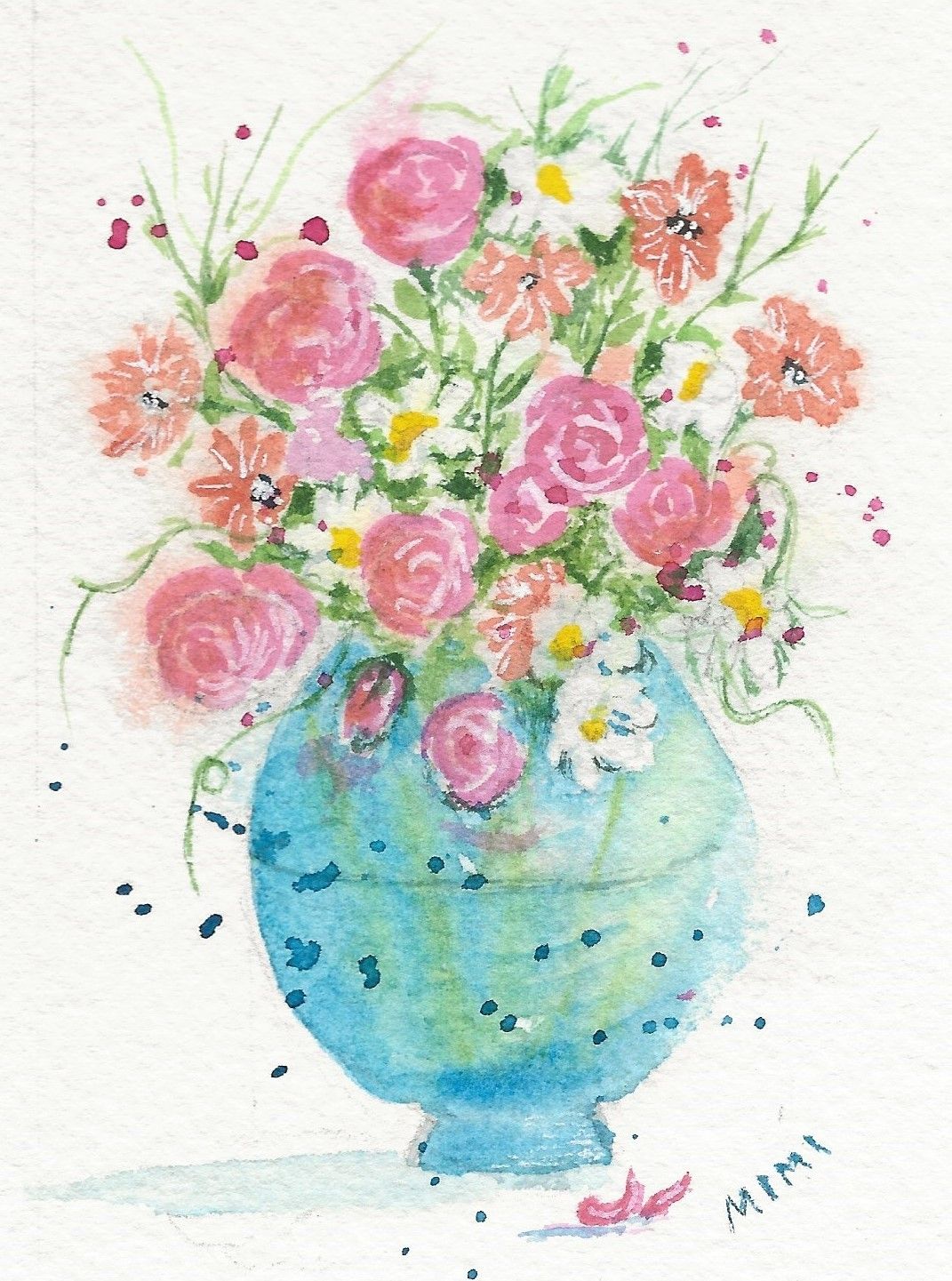 MW framed painting blue vase