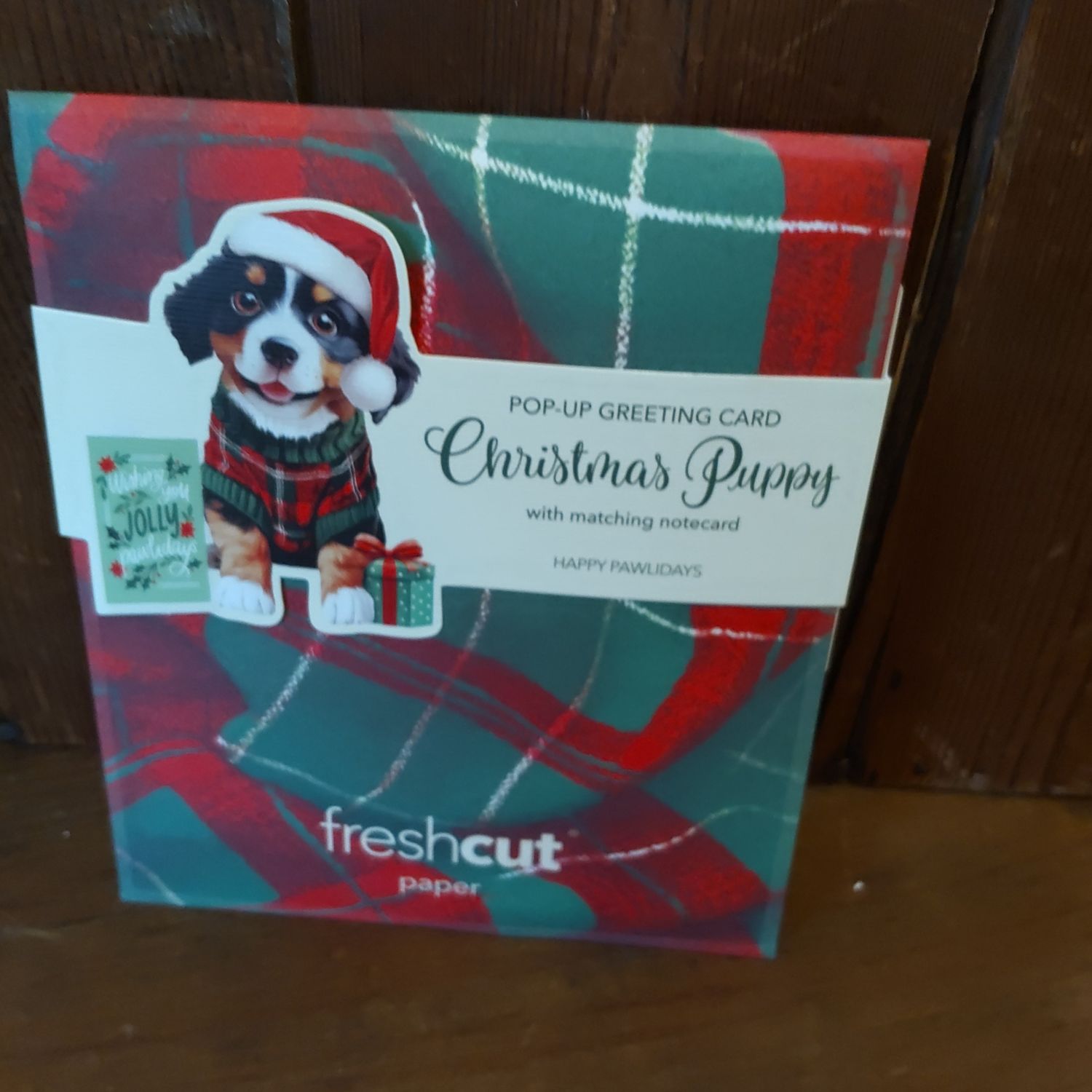 Freshcut Paper Pop Up Cards, Mini Christmas Puppy, 6 Inch Mini Sized 3D Dog Gifts, PopUp Greeting Card, Christmas Cards, Holiday Card