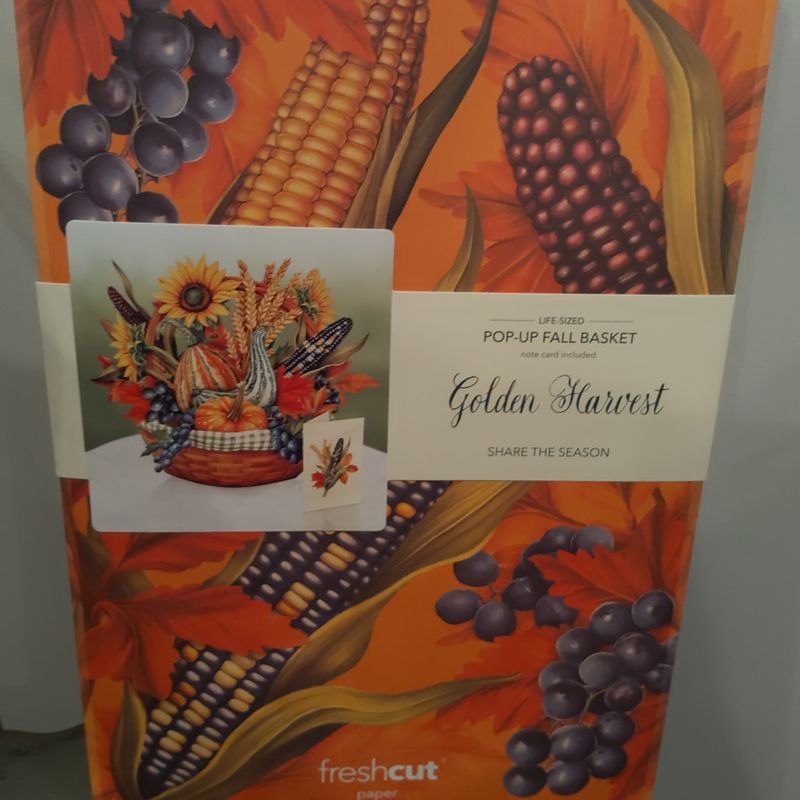 Freshcut Paper Pop Up Cards, Golden Harvest, 12 Inch Life Sized Forever Flower Bouquet 3D PopUp Greeting Card, Birthday Cards, Thank You Card