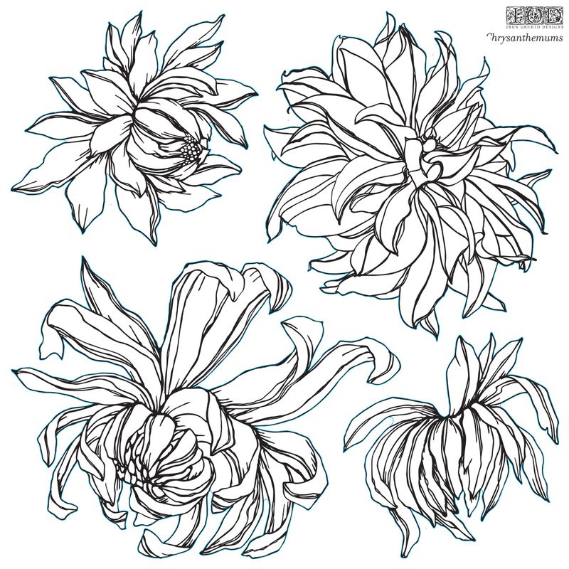 Chrysanthemums Decor Stamp by Iron Orchid Design, IOD