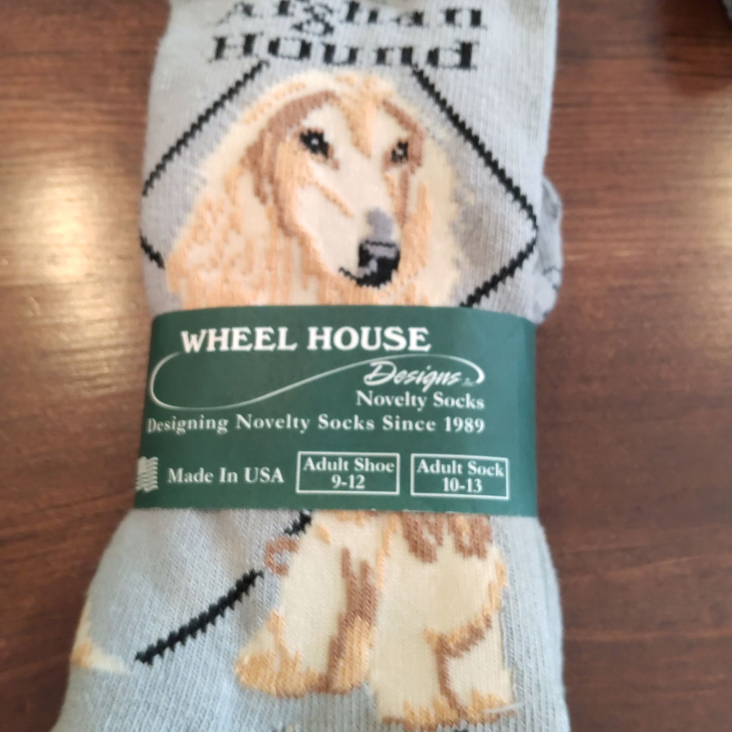 Afghan Hound on Gray Socks