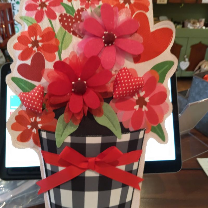 Floral & Heart Puffy Flag