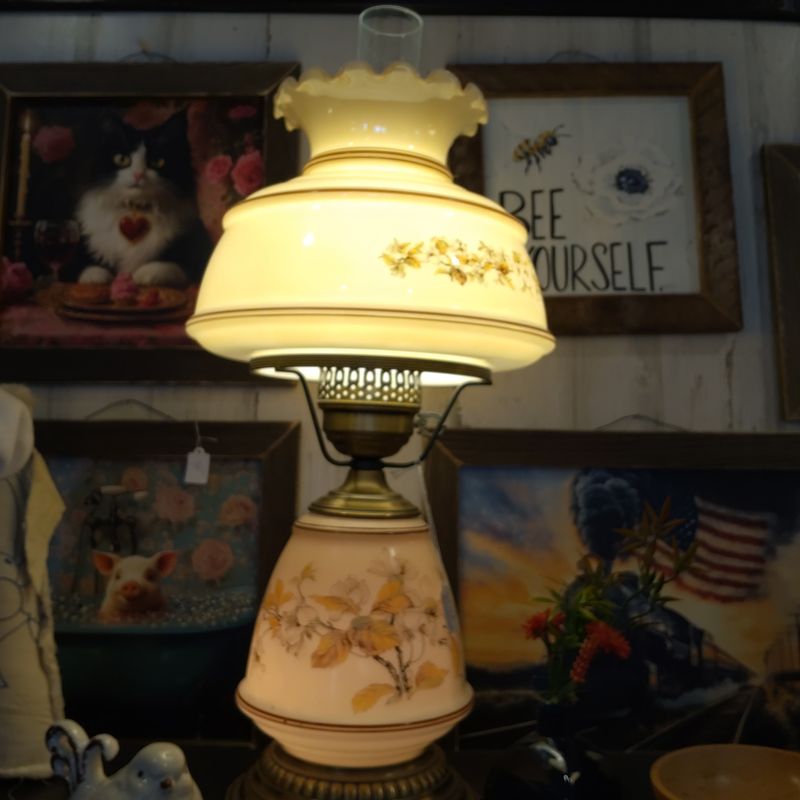 Lamp Glass Hood White Flowers