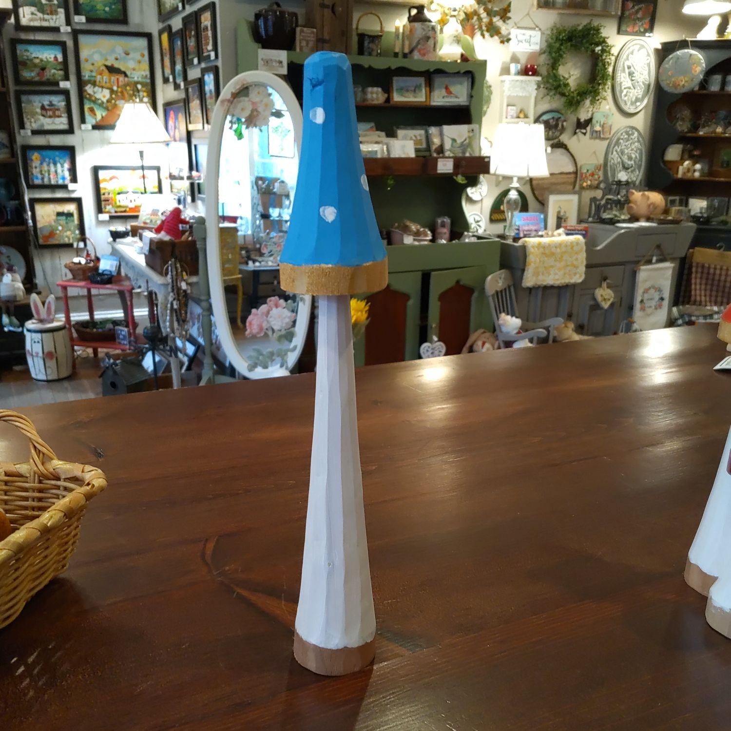 Blue Wooden Tall Mushroom