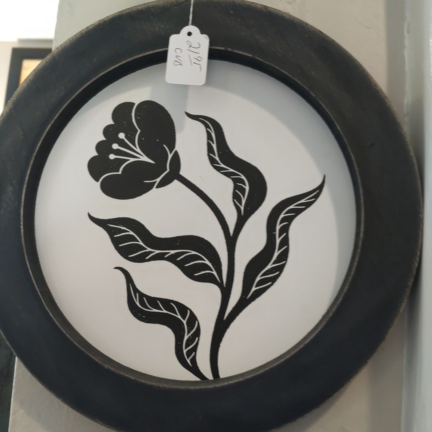 Round Wood Single Flower Wall Decor