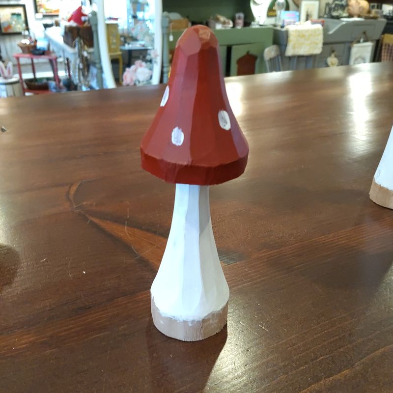 Maroon Wooden Tall Mushroom