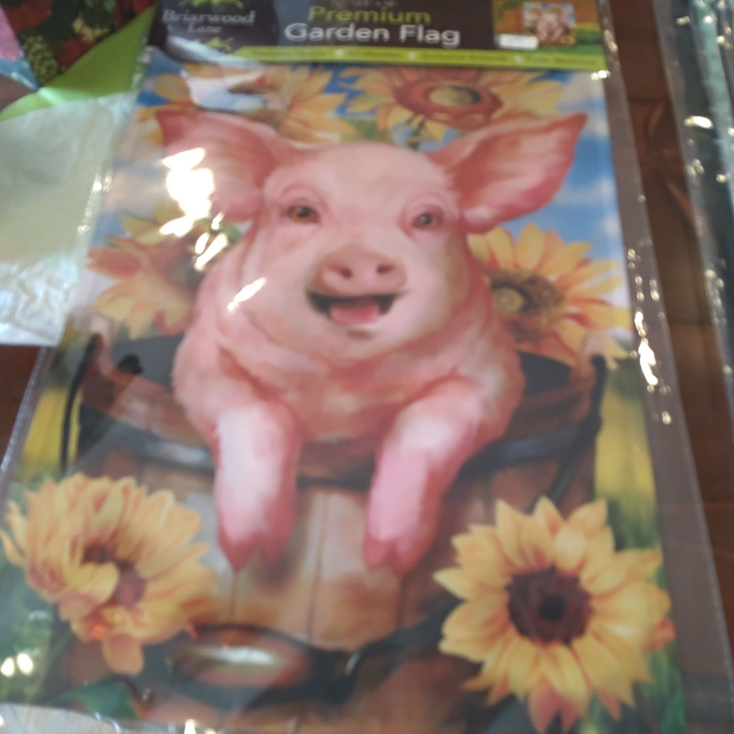 Happy Piglet Fall Garden Flag Sunflowers Autumn 12.5 18