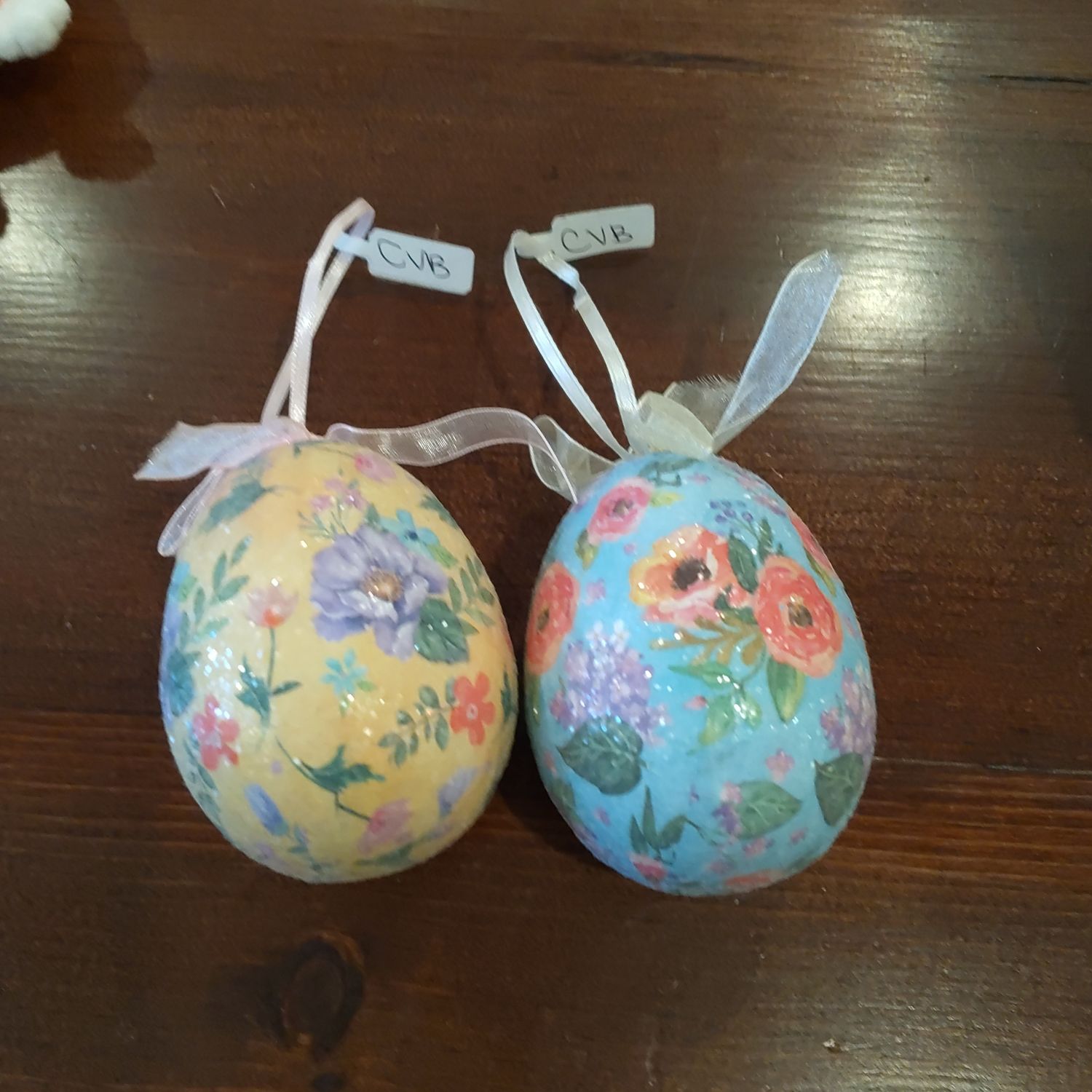 Styrofoam Floral Egg Ornaments