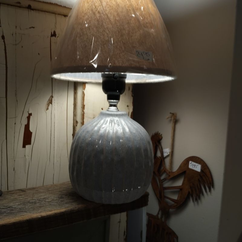 Lamp Small Blue Base Beige Lampshade