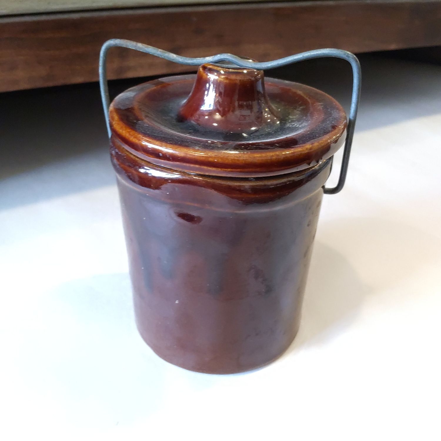Brown Stoneware Crock with Lid 