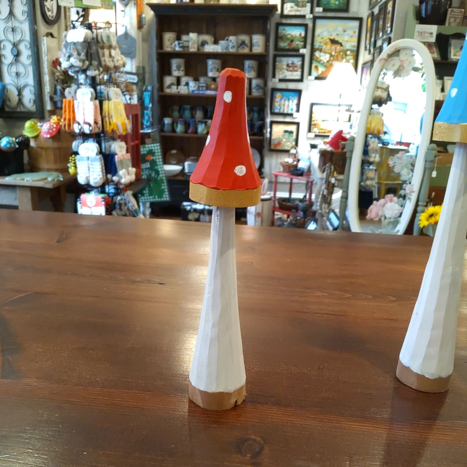 Red Wooden Tall Mushroom