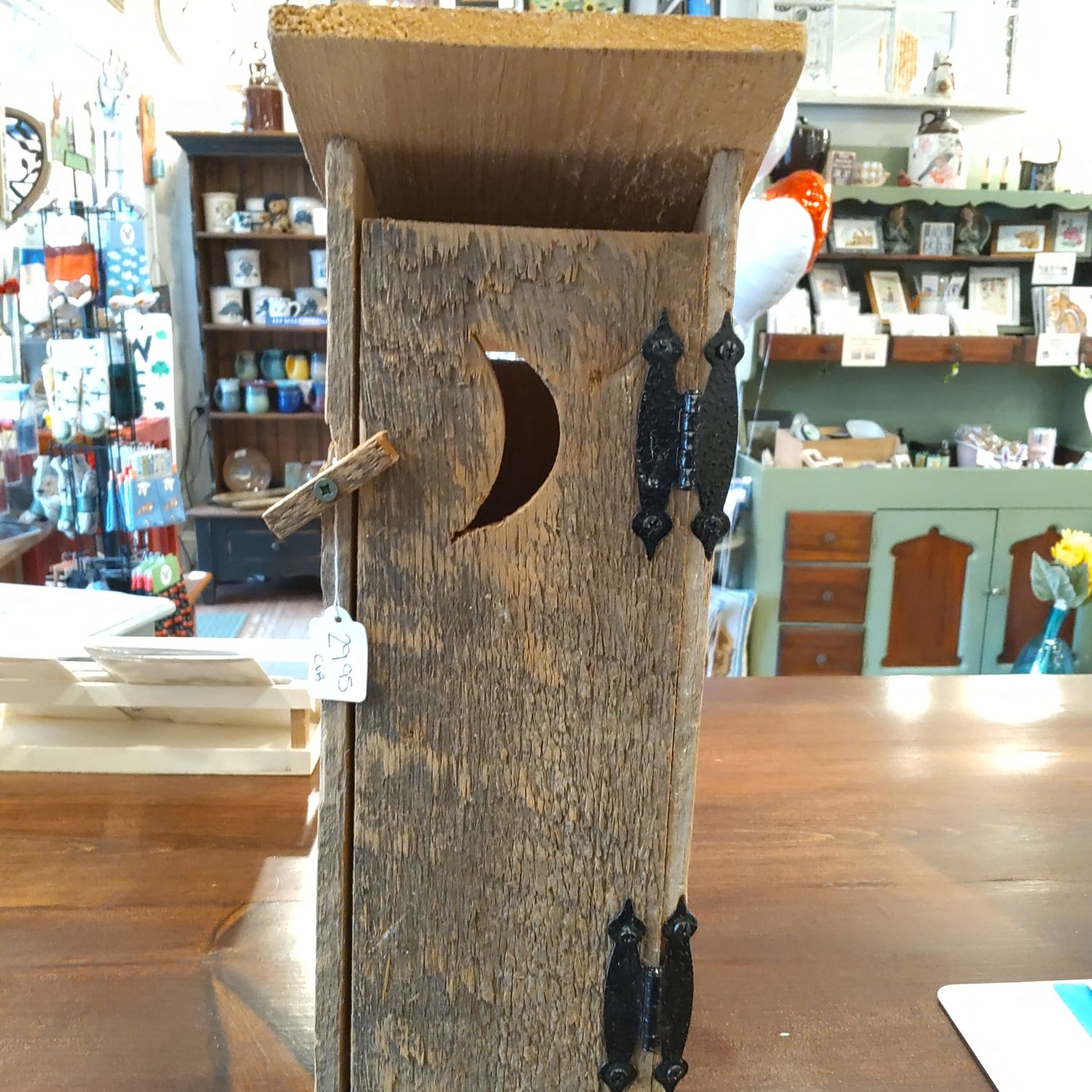Large Moon Wooden Outhouse Birdhouse