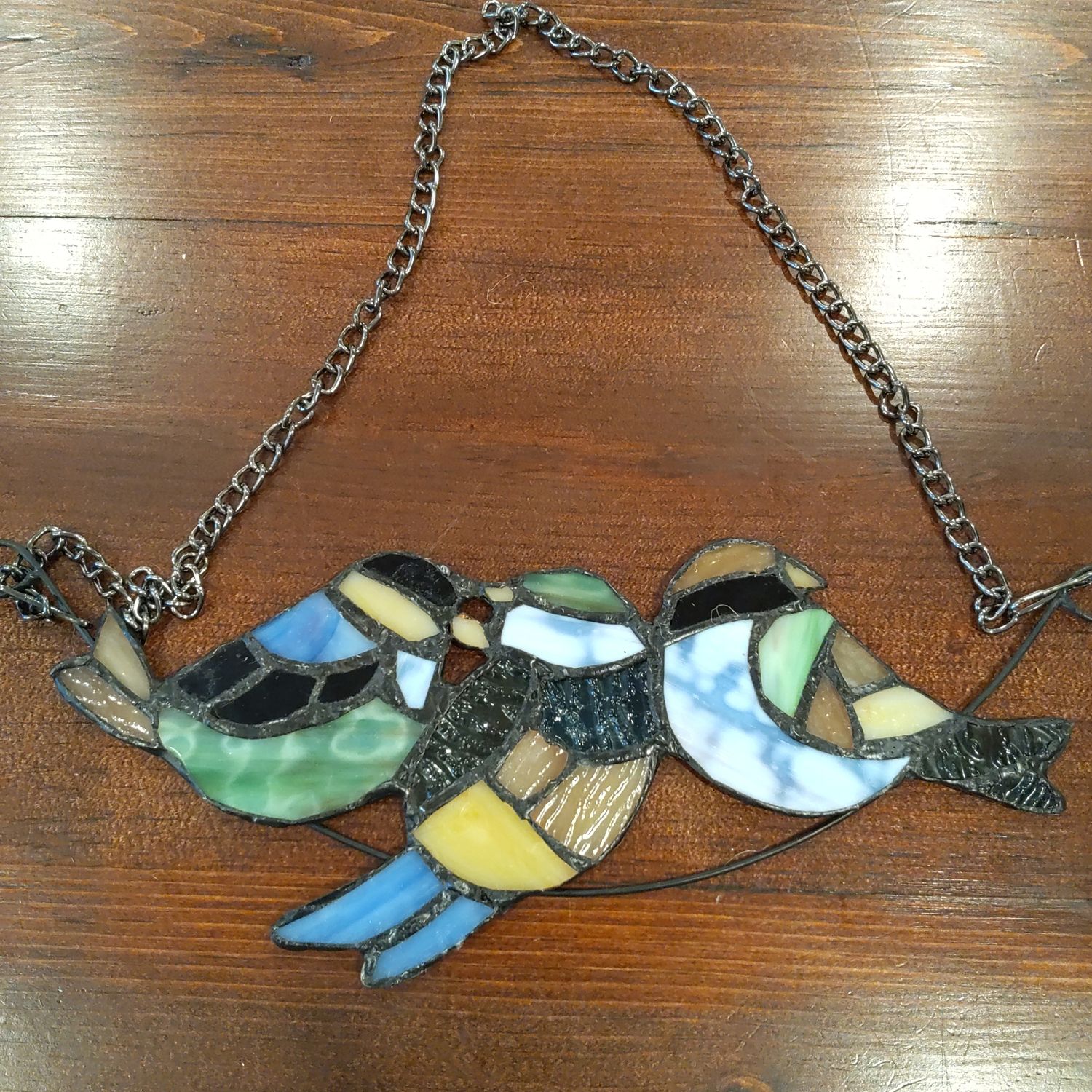 Stainglass Three Bluebirds