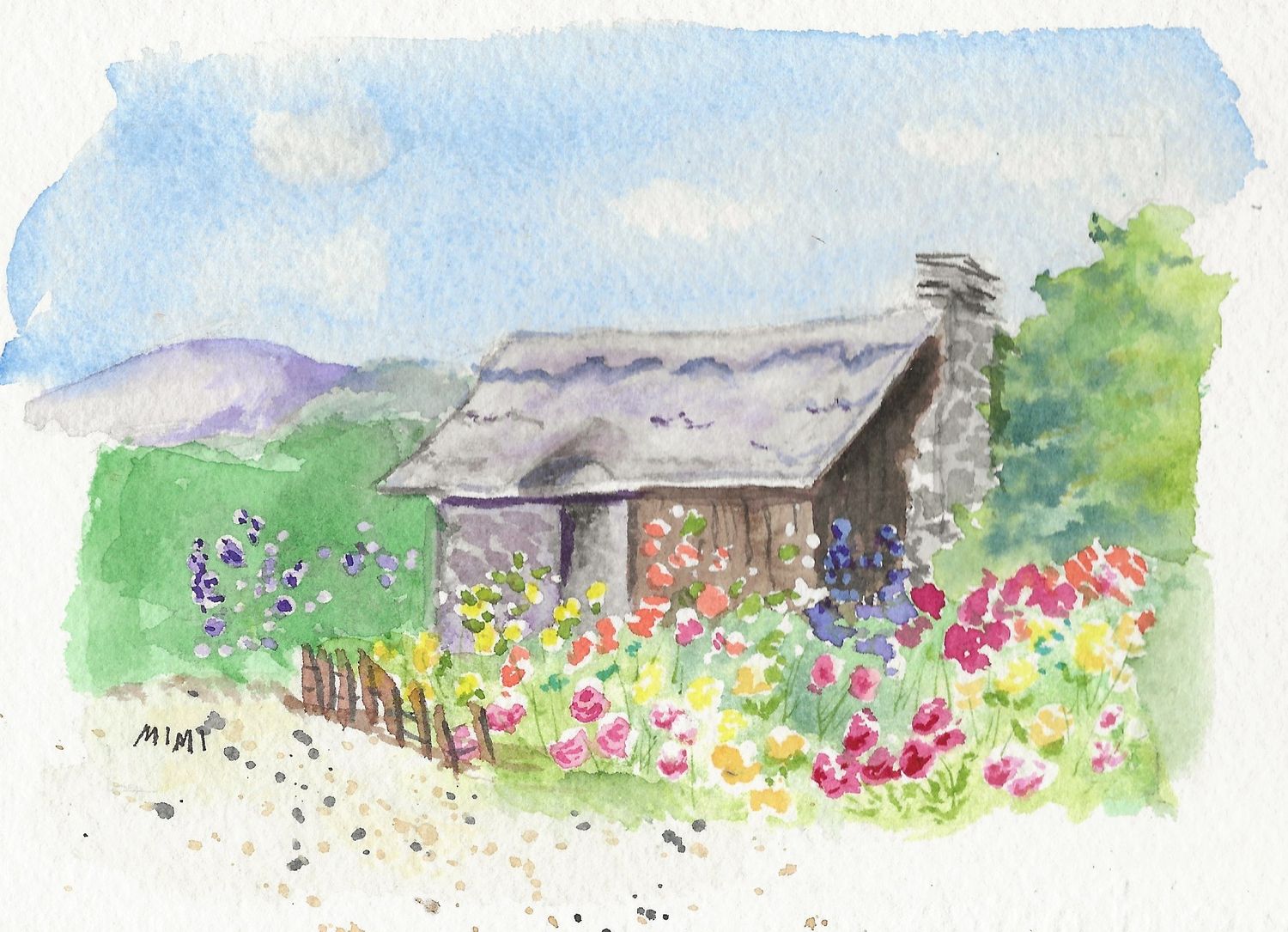 MW framed painting garden cottage 3