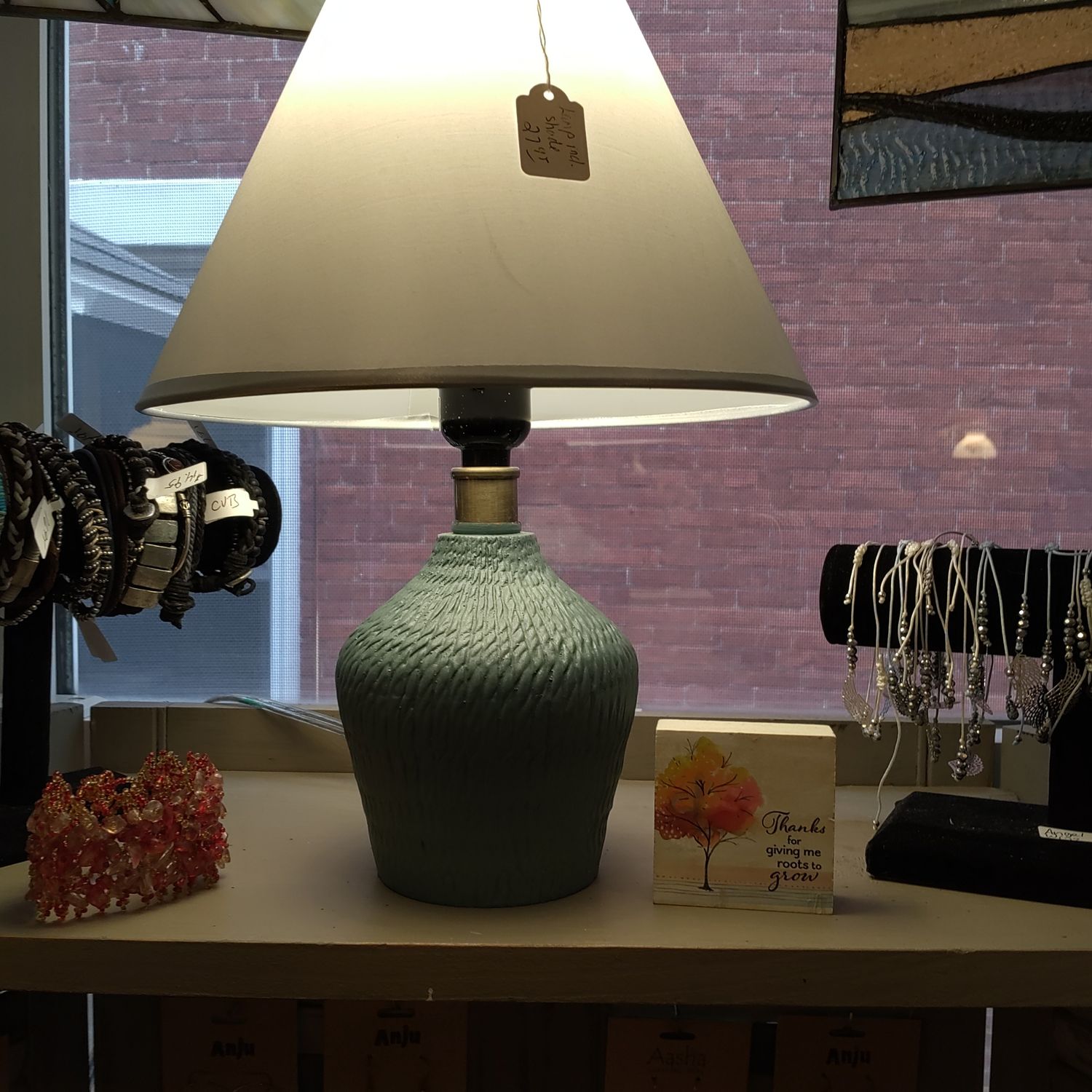 Lamp Small Blue Base White Lampshade