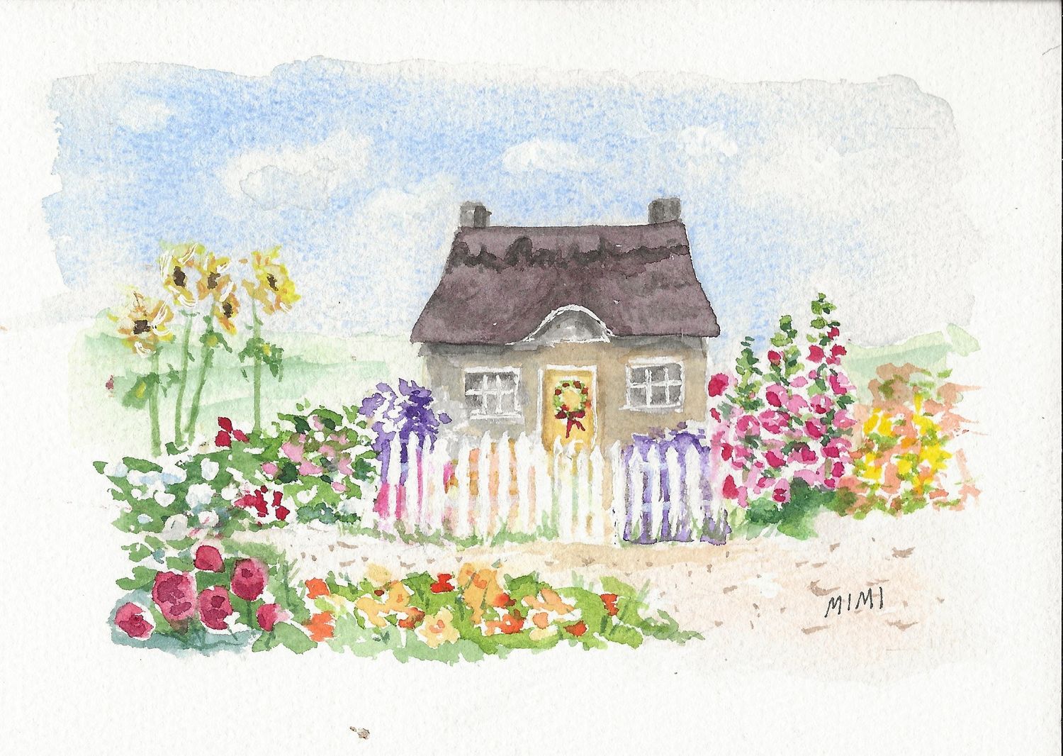 MW framed painting garden cottage 4